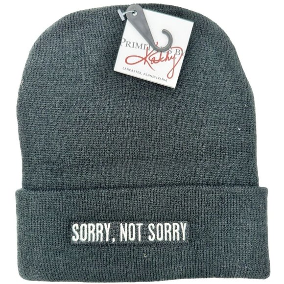 Primitives by Kathy Beanie Sorry Not Sorry Black One Size Fits Most NWT - Picture 1 of 3